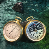 ZERO STOCK ANTIQUE POCKET BAROMETER  AND COMPASS COMBO MADE BY SHORT MASON LONDON FOR TAYLOR USA