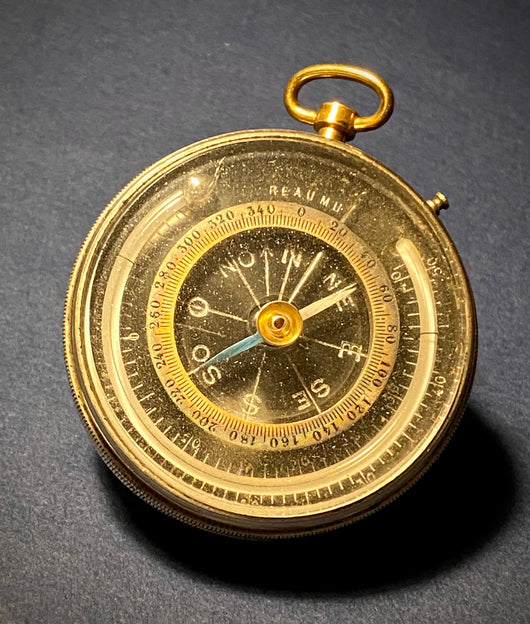 Zero Stock- Antique Pocket Barometer Compass and Thermometer Compendium Made by L & A Boulade Freres Lyon