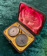 Zero Stock-Antique Pocket Barometer Compass Thermometer Compendium Made in Germany