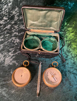 Zero Stock-Antique Pocket Barometer Compass Thermometer Compendium PHBN Paris France