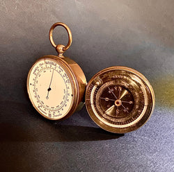 Zero Stock-Antique Barometer Compass and Thermometer Compendium Made by Antoine Redier Paris