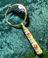 Zero Stock- Antique Brass and Porcelain Magnifying glass Made in England