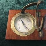 Zero Stock- Antique  Equinoctial Compass Sundial In Mahogany Case Made in France