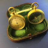 Zero Stock-Antique Pocket Barometer Altimeter Compass and Thermometer Compendium Made by Negretti Zambra London