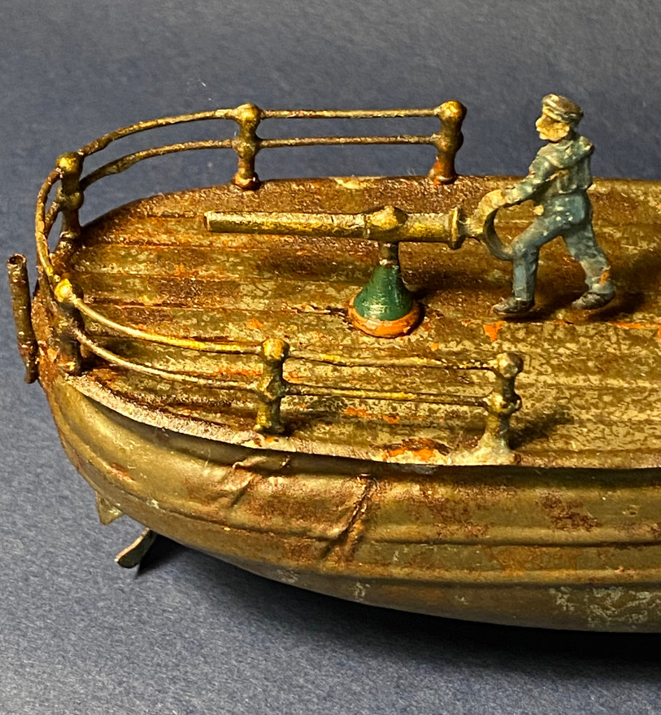 Zero Stock-Antique Tin Windup Clockwork Gunboat Made by Georges Carett ...