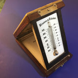 Zero Stock-Antique Travel Thermometer in Pietra Dura Mosaic Box Karlsbad