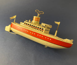 Zero Stock-Vintage Tin Windup Clockwork Ocean Liner Made by Arnold Nuremberg Germany