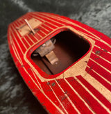 Zero Stock-Antique Clockwork Windup Wood Speed Boat