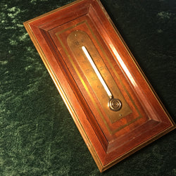 Zero Stock- Antique Mahogany Wood and Brass Thermometer Made in Germany