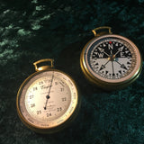 ZERO STOCK ANTIQUE POCKET BAROMETER  AND COMPASS COMBO MADE BY SHORT MASON LONDON FOR TAYLOR USA