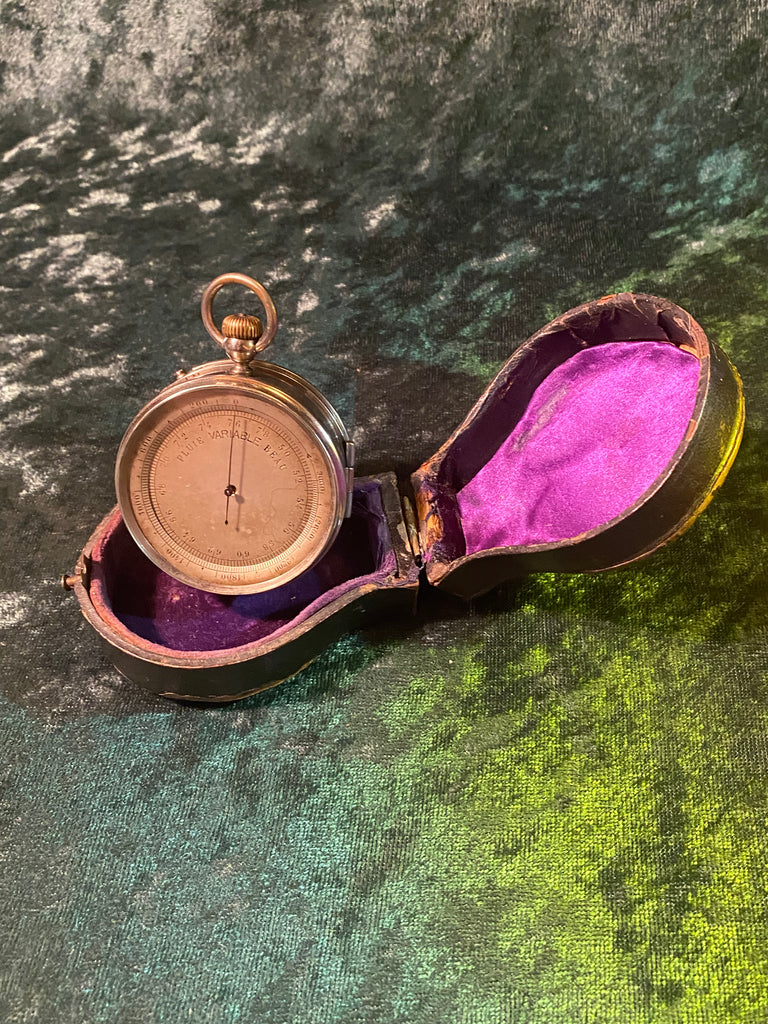 Zero Stock-Antique Pocket Barometer Compass and Thermometer Compendium ...