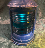 Zero Stock-Antique Fresnel Glass Ship’s Oil Lantern PERKO Blue Color