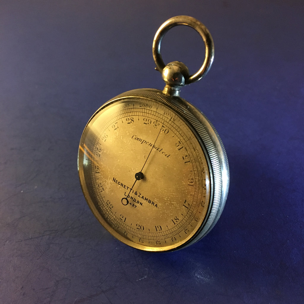 Zero Stock-Antique Sterling Silver Pocket Barometer Altimeter Made by ...