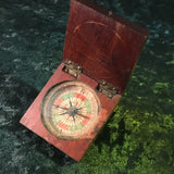 Zero Stock- Antique Mahogany Case Compass Made in Germany