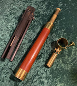 Zero Stock- Antique Mahogany Telescope With Tripod Made in England