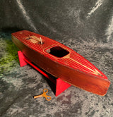 Zero Stock-Antique Clockwork Windup Wood Speed Boat
