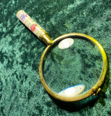 Zero Stock- Antique Brass and Porcelain Magnifying glass Made in England