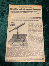 Zero Stock- Antique Mahogany Telescope With Tripod Made in England