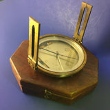 ZERO STOCK-ANTIQUE SURVEYING COMPASS MADE BY W & L E GURLEY TROY NEW YORK USA