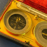 Zero Stock-Antique Pocket Barometer Compass Thermometer Compendium