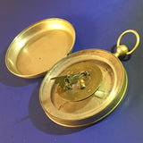 Zero Stock-Antique Pocket Sundial Compass In Hunter Style Case