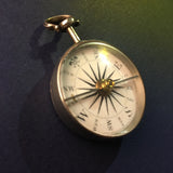 Zero Stock-Antique Sterling Silver Compass Made In England From Georgian Era