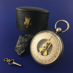 ZERO STOCK-ANTIQUE STERLING SLIVER POCKET BAROMETER ALTIMETER