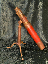 Zero Stock- Antique  Nautical Mahogany Telescope with Tripod Signed Dolland Day or Night